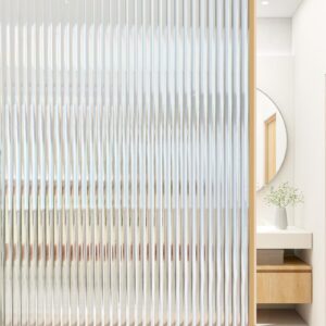 beautyhero window privacy film, 3d reeded glass stained effect, frosted stickers for bathroom, adhesive decorative uv blocking, 35.4x78.7 in