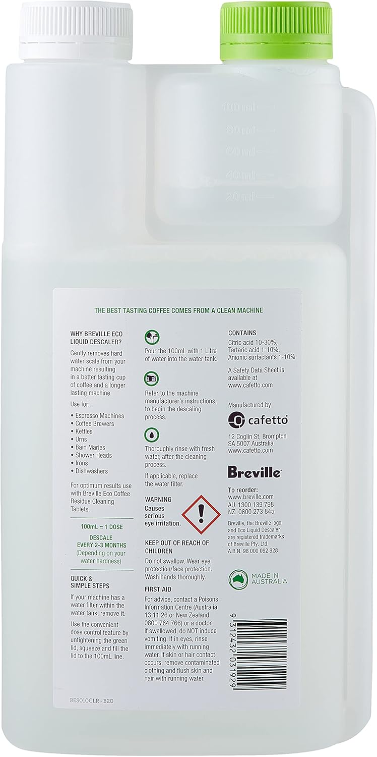breville eco liquid descaler (1 litre), bes010clr breville eco liquid descaler (1 litre), bes010clr