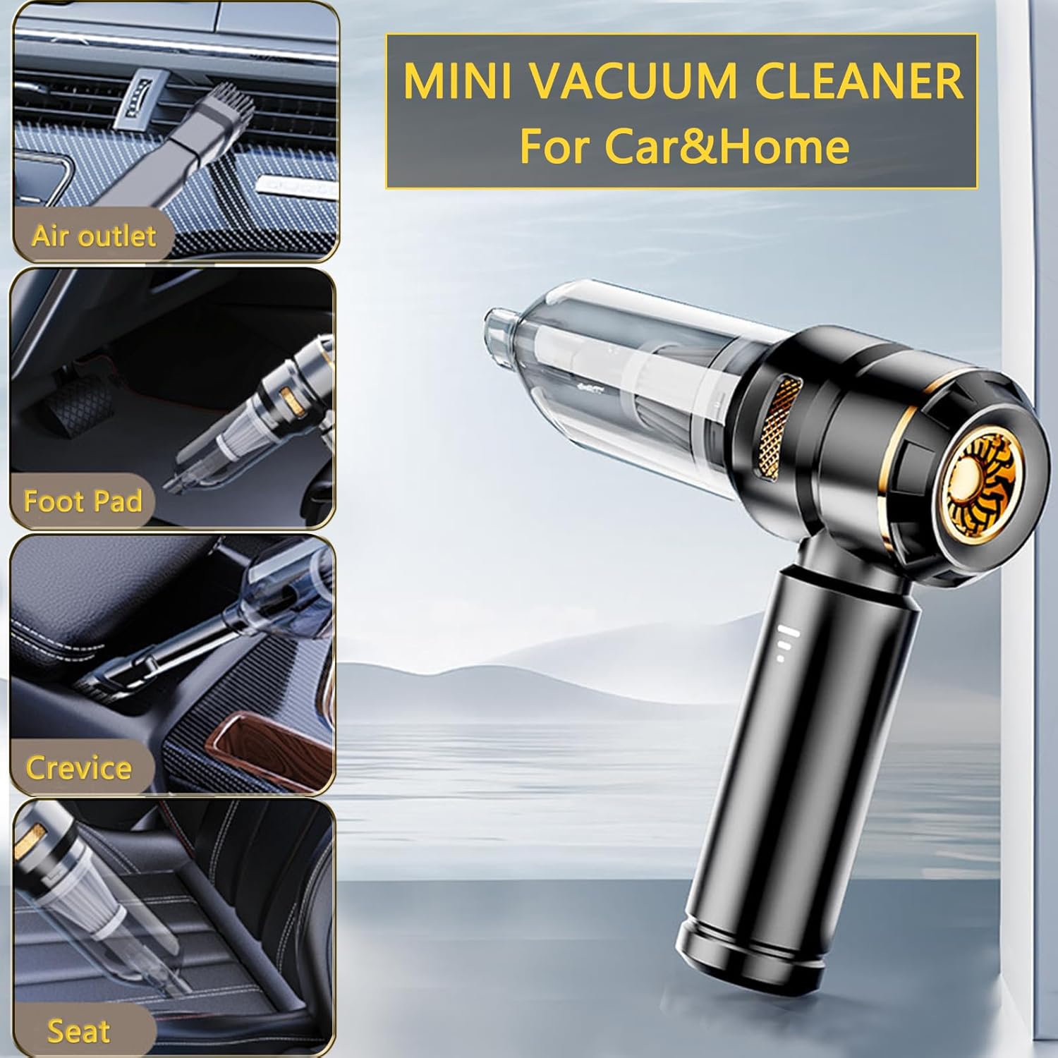 car vacuum cleaner,22000pa high power mini vacuum cleaner,rechargeable handheld vacuum,portable cordless compressed air duster air blower for car home (goldblack) car vacuum cleaner,22000pa high power mini vacuum cleaner,rechargeable handheld vacuum,portable cordless compressed air duster air blower for car home (goldblack)