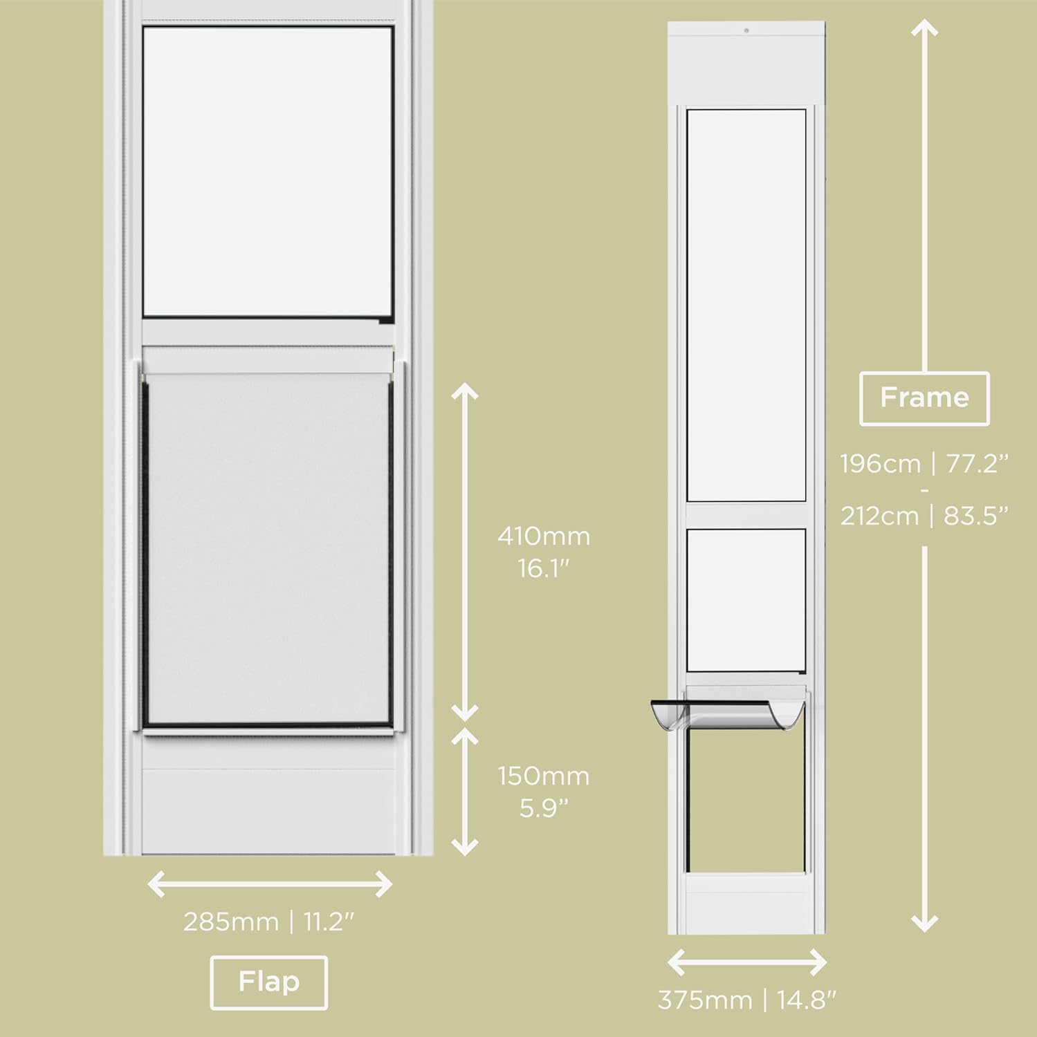 hakuna pets white glass patio pet door for sliding doors, large | adjustable height up to 83.5”, damage free or permanent install, locking panel included hakuna pets white glass patio pet door for sliding doors, large | adjustable height up to 83.5”, damage free or permanent install, locking panel included