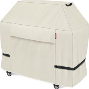 porch shield 54w x 24d x 46h inch premium gas grill cover up to 52 inch waterproof 600d bbq covers for weber, brinkmann, char broil and more, light tan