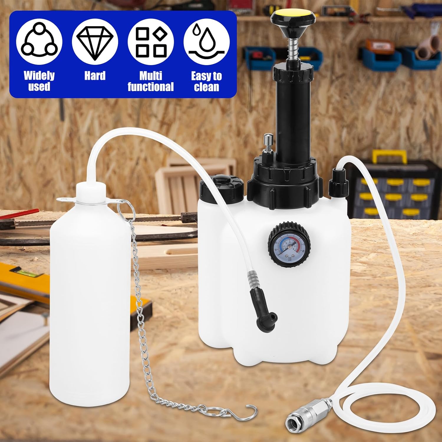 3l manual brake bleeder kit, brake fluid replacement tool with 1l brake fluid bleed bottle and 4 master cylinder adapters, one person brake bleed vacuum pump kit for various vehicles 3l manual brake bleeder kit, brake fluid replacement tool with 1l brake fluid bleed bottle and 4 master cylinder adapters, one person brake bleed vacuum pump kit for various vehicles