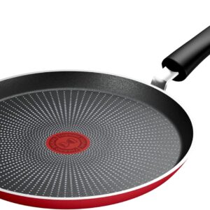 tefal daily expert red non stick pancake pan, 25cm, c2893802, fixed handle aluminium, titanium non stick coating, thermo signal technology for easier cooking, suitable for all cooktops, oven safe