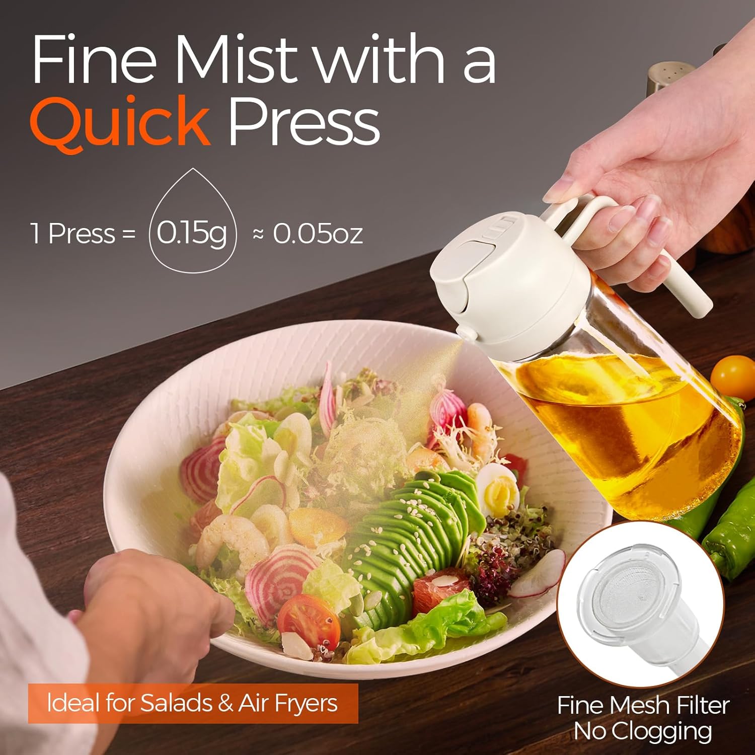 yarramate 16oz/470ml glass olive oil sprayer for cooking with stickers, 2 in 1 oil dispenser for kitchen gadgets, food grade premium spray bottle for salad, frying, bbq (creamy white) yarramate 16oz/470ml glass olive oil sprayer for cooking with stickers, 2 in 1 oil dispenser for kitchen gadgets, food grade premium spray bottle for salad, frying, bbq (creamy white)