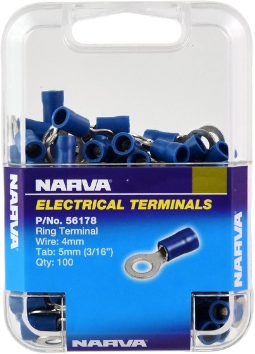narva ring electrical terminal, 5.0 mm size, blue (pack of 100) narva ring electrical terminal, 5.0 mm size, blue (pack of 100)