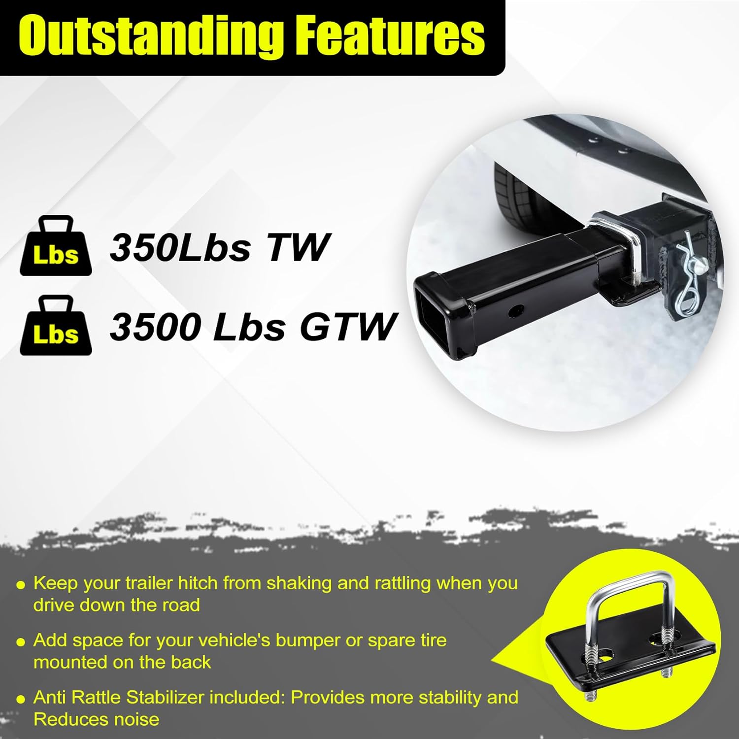 trailer hitch extender 7 inch extension length fits for 2 inch receiver tube with anti rattle stabilizer and 5/8 inch hitch pin clips 3500 lbs gtw trailer hitch extender 7 inch extension length fits for 2 inch receiver tube with anti rattle stabilizer and 5/8 inch hitch pin clips 3500 lbs gtw