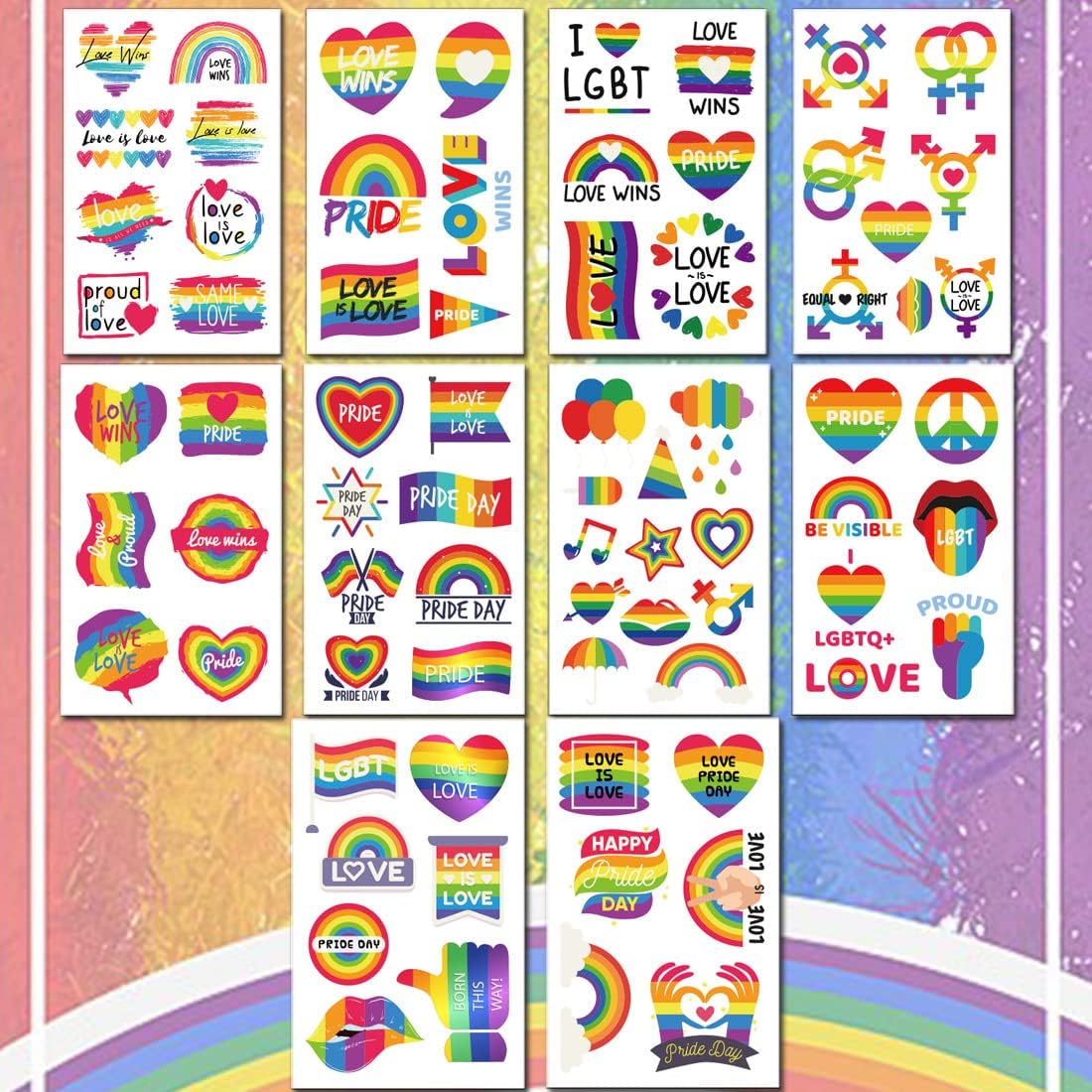 ooopsiun 80 pcs rainbow temporary tattoos 10 sheets pride tattoos flower/heart/rainbow tattoos for pride festivals ooopsiun 80 pcs rainbow temporary tattoos 10 sheets pride tattoos flower/heart/rainbow tattoos for pride festivals