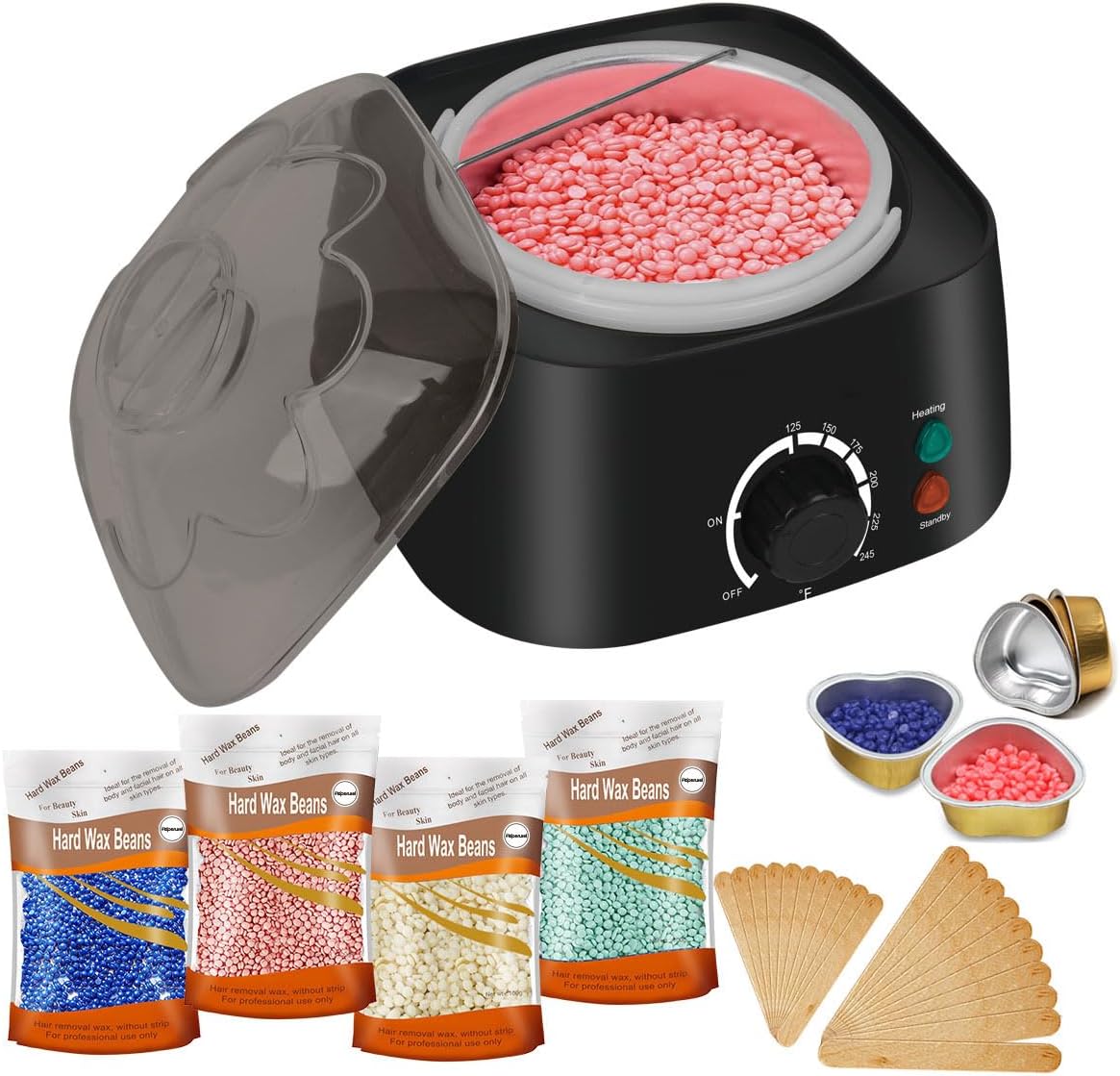 wax kit for hair removal, wax pot waxing kit with wax beans for women men wax portable warmer professional for women home use with 20 wax sticks wax kit for hair removal, wax pot waxing kit with wax beans for women men wax portable warmer professional for women home use with 20 wax sticks