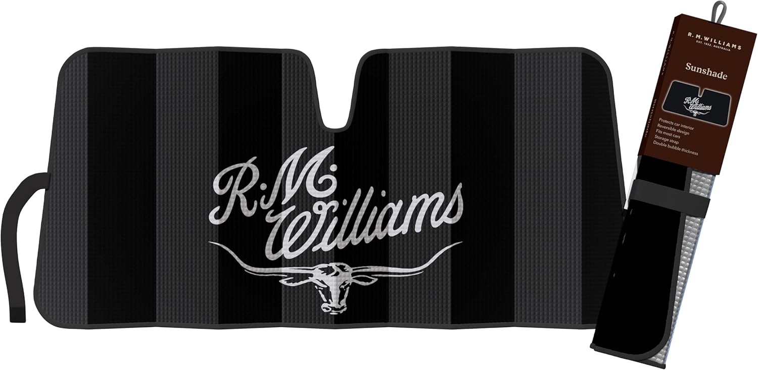 r.m.williams rmw traditional logo car sun shade windshield windscreen visor front window r.m.williams rmw traditional logo car sun shade windshield windscreen visor front window