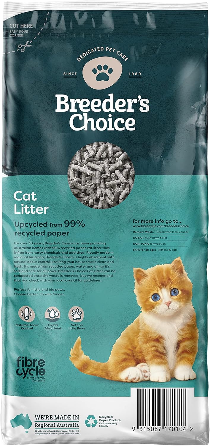 breeders choice 99 percent recycled paper cat litter 15 litre breeders choice 99 percent recycled paper cat litter 15 litre
