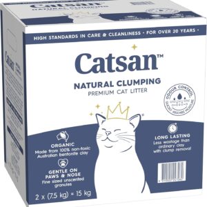 catsan natural clumping clay premium cat litter box 15kg
