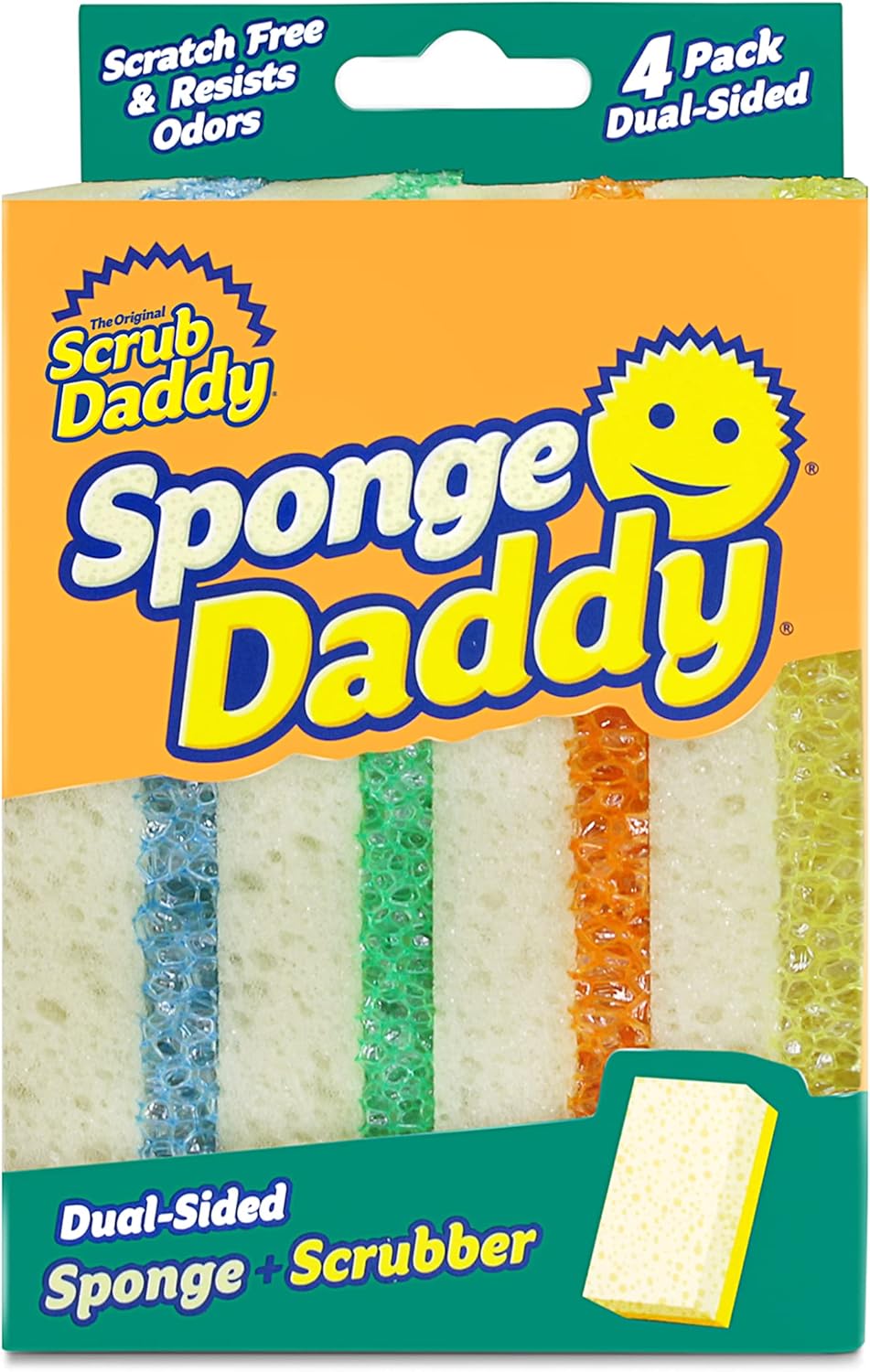 sponge daddy multipurpose cleaning scrubber and sponge one side for scrubbing, the other for mopping up scratch free, odour resistant 4 sponge daddy sponges sponge daddy multipurpose cleaning scrubber and sponge one side for scrubbing, the other for mopping up scratch free, odour resistant 4 sponge daddy sponges
