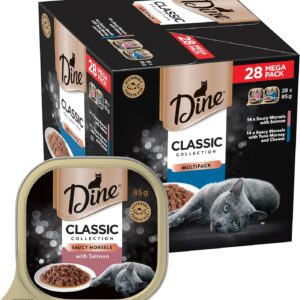 dine mixed multipack wet cat food, salmon, saucy morsels with tuna, 85 g (pack of 28)