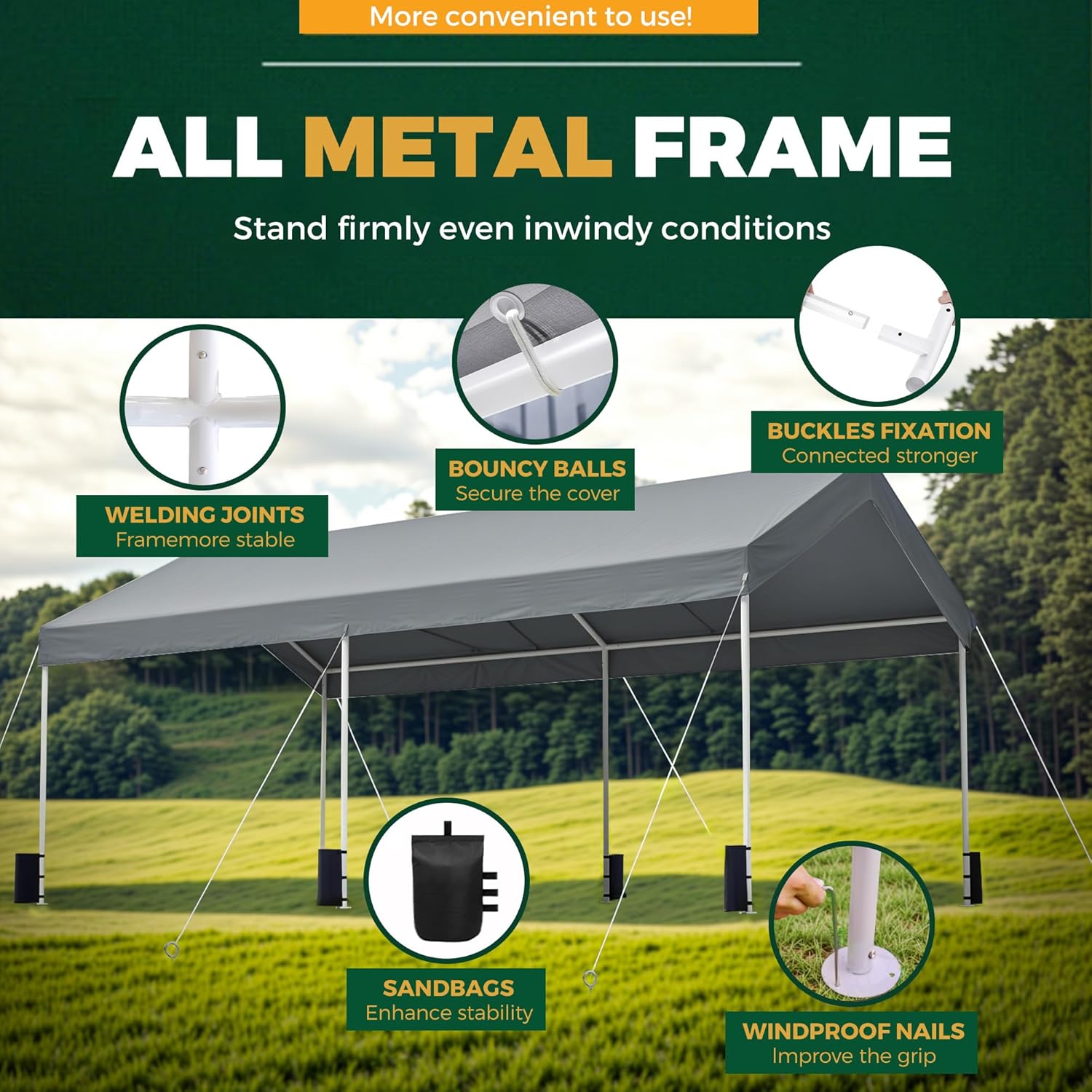 advwin 3x6m carport canopy portable garage, waterproof & uv resistant with built in sandbags, for vehicle storage, outdoor events, market stalls grey advwin 3x6m carport canopy portable garage, waterproof & uv resistant with built in sandbags, for vehicle storage, outdoor events, market stalls grey