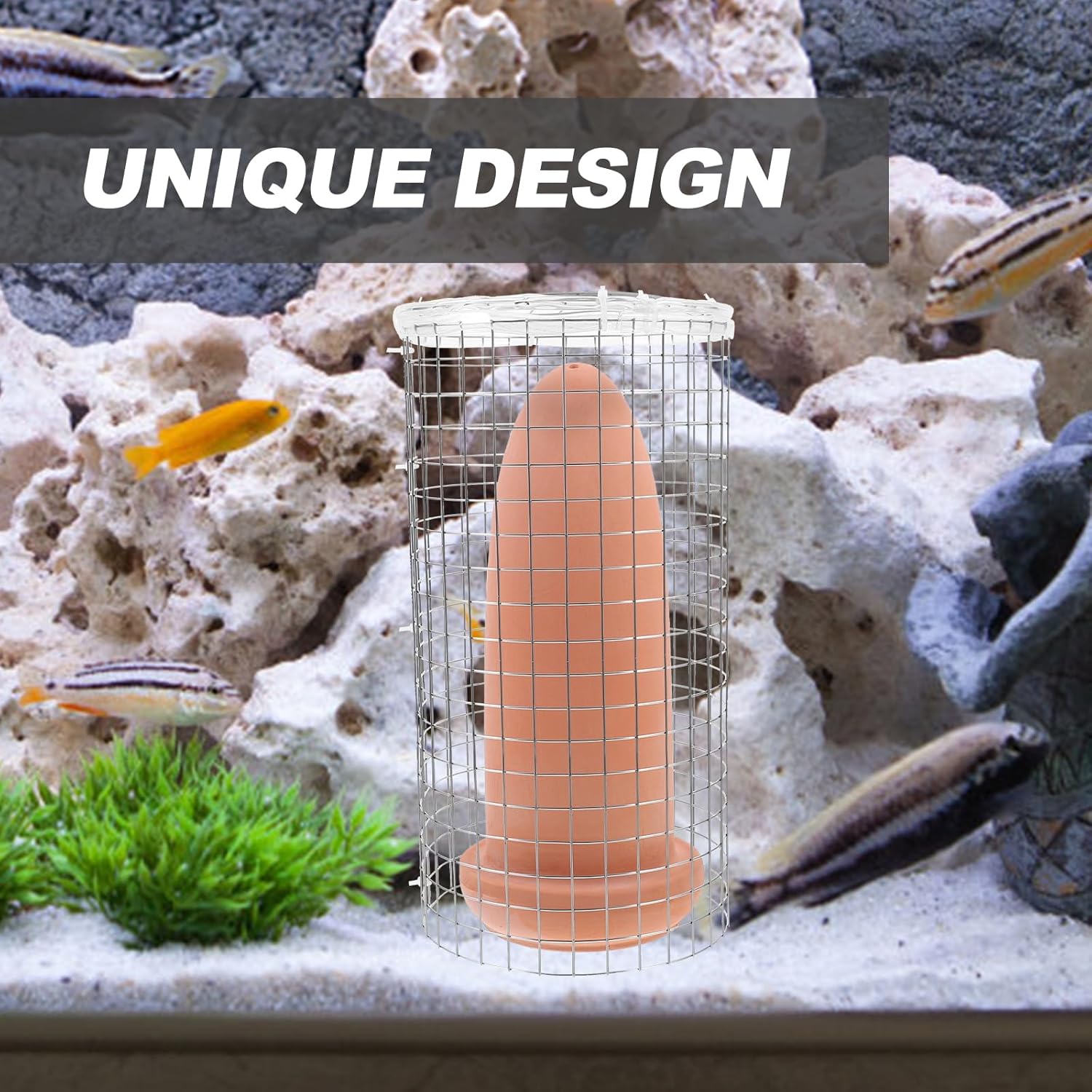 generic conical spawning bucket, pottery pot, large fish breeding cone with cage, also suitable for clownfish, brine shrimp, play and hide fish tank decoration generic conical spawning bucket, pottery pot, large fish breeding cone with cage, also suitable for clownfish, brine shrimp, play and hide fish tank decoration