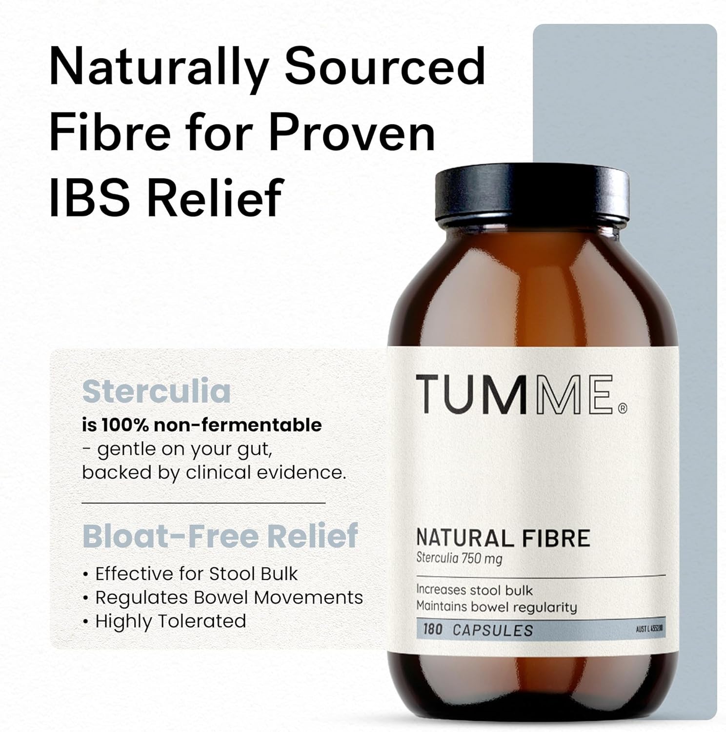 tumme natural fibre supplement with sterculia non fermentable fibre for bloating relief & digestive comfort supports stool bulk & regularity plant based, vegan & gluten free (180 capsules) tumme natural fibre supplement with sterculia non fermentable fibre for bloating relief & digestive comfort supports stool bulk & regularity plant based, vegan & gluten free (180 capsules)