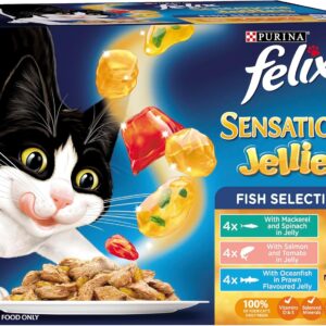 felix sensations wet cat food fish selection jellies 60x85g
