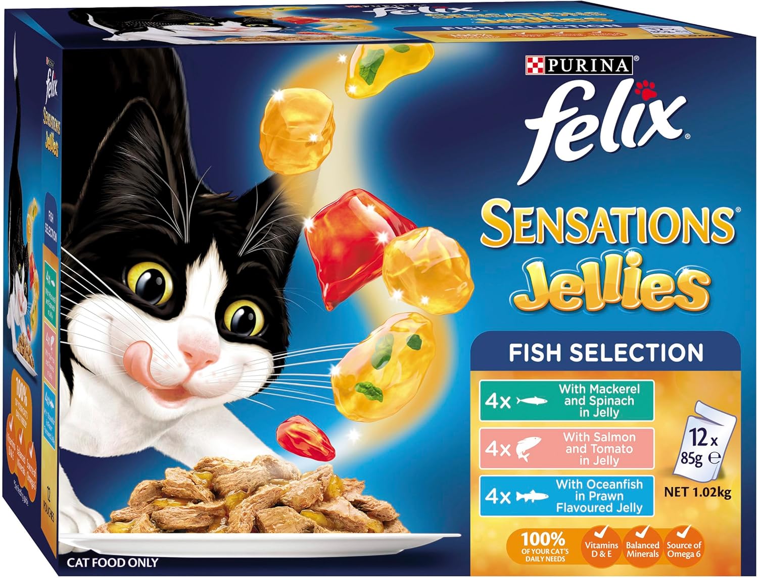 felix sensations wet cat food fish selection jellies 60x85g felix sensations wet cat food fish selection jellies 60x85g