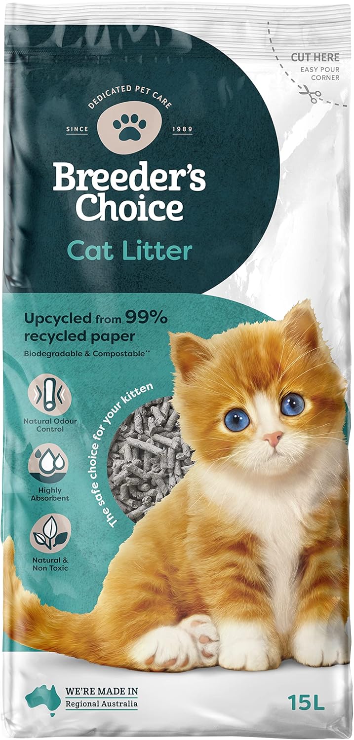 breeders choice 99 percent recycled paper cat litter 15 litre breeders choice 99 percent recycled paper cat litter 15 litre