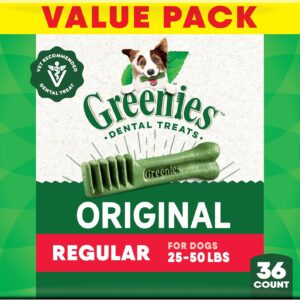 greenies canine dental dog treats original regular 36 chews value pack 1.02kg