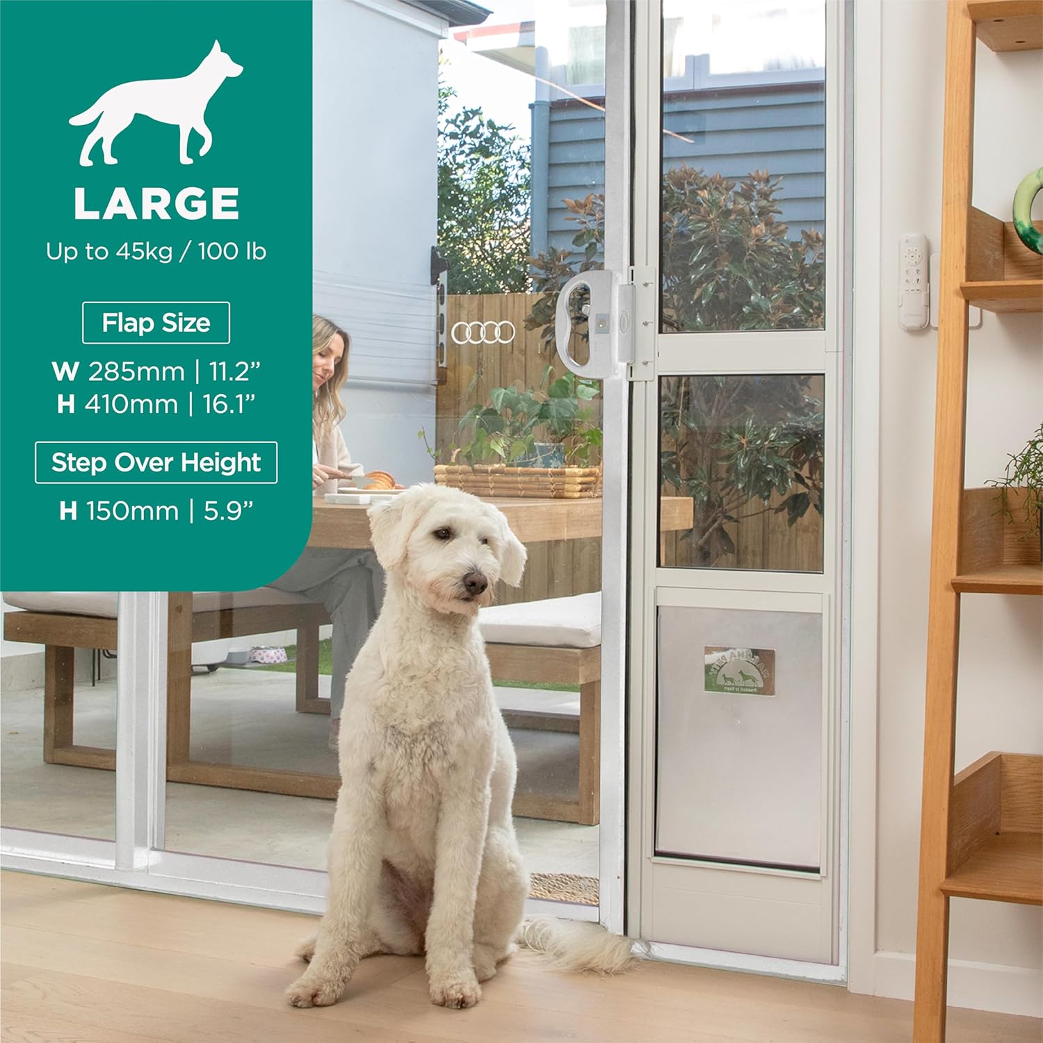 hakuna pets white glass patio pet door for sliding doors, large | adjustable height up to 83.5”, damage free or permanent install, locking panel included hakuna pets white glass patio pet door for sliding doors, large | adjustable height up to 83.5”, damage free or permanent install, locking panel included