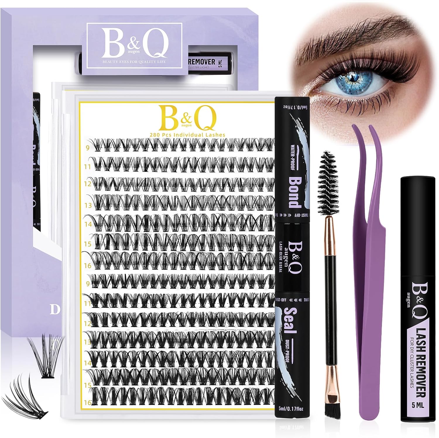 b&qaugen lash extension kit 280pcs 30d+40d d 9 16mm individual lashes kit waterproof false eyelash extensions individual eyelash extensions at home (30d40d 0.07d9 16mix) b&qaugen lash extension kit 280pcs 30d+40d d 9 16mm individual lashes kit waterproof false eyelash extensions individual eyelash extensions at home (30d40d 0.07d9 16mix)