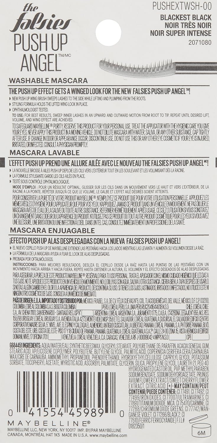maybelline falsies push up angel false lash effect washable mascara blackest black maybelline falsies push up angel false lash effect washable mascara blackest black