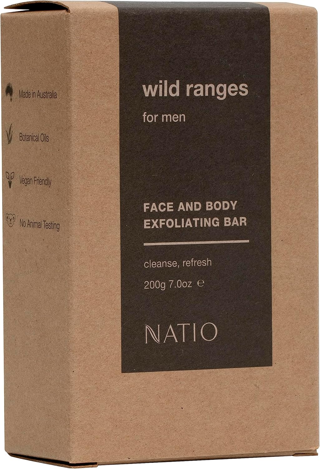 natio australia wild ranges for men face and body exfoliating bar cleansing exfoliant bar for men sweet almond, hemp, shea butter & lemon myrtle vegan friendly & made in australia natio australia wild ranges for men face and body exfoliating bar cleansing exfoliant bar for men sweet almond, hemp, shea butter & lemon myrtle vegan friendly & made in australia
