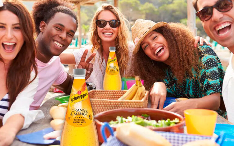 schweppes orange and mango mineral water, 12 x 1.1l