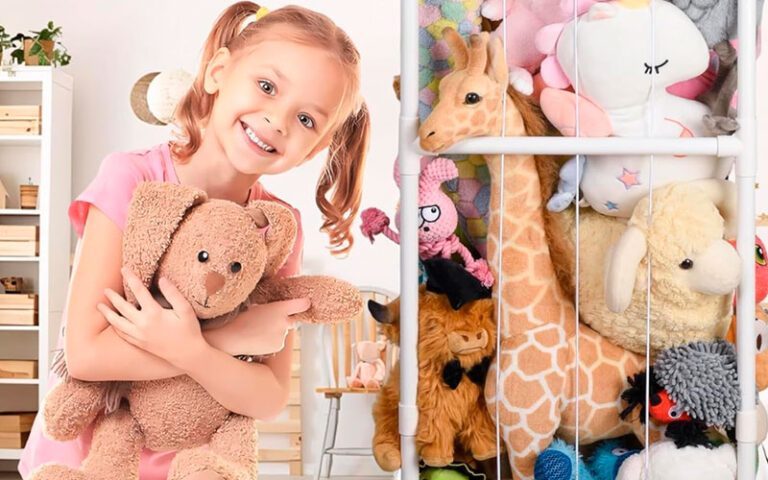 arge stuffed toy storage for kids pushable plush toy storage