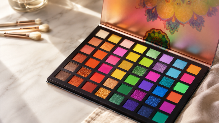 UCANBE Exotic Flavors Eyeshadow Palette UCANBE Exotic Flavors 48 colour eyeshadow palette open on a flat lay