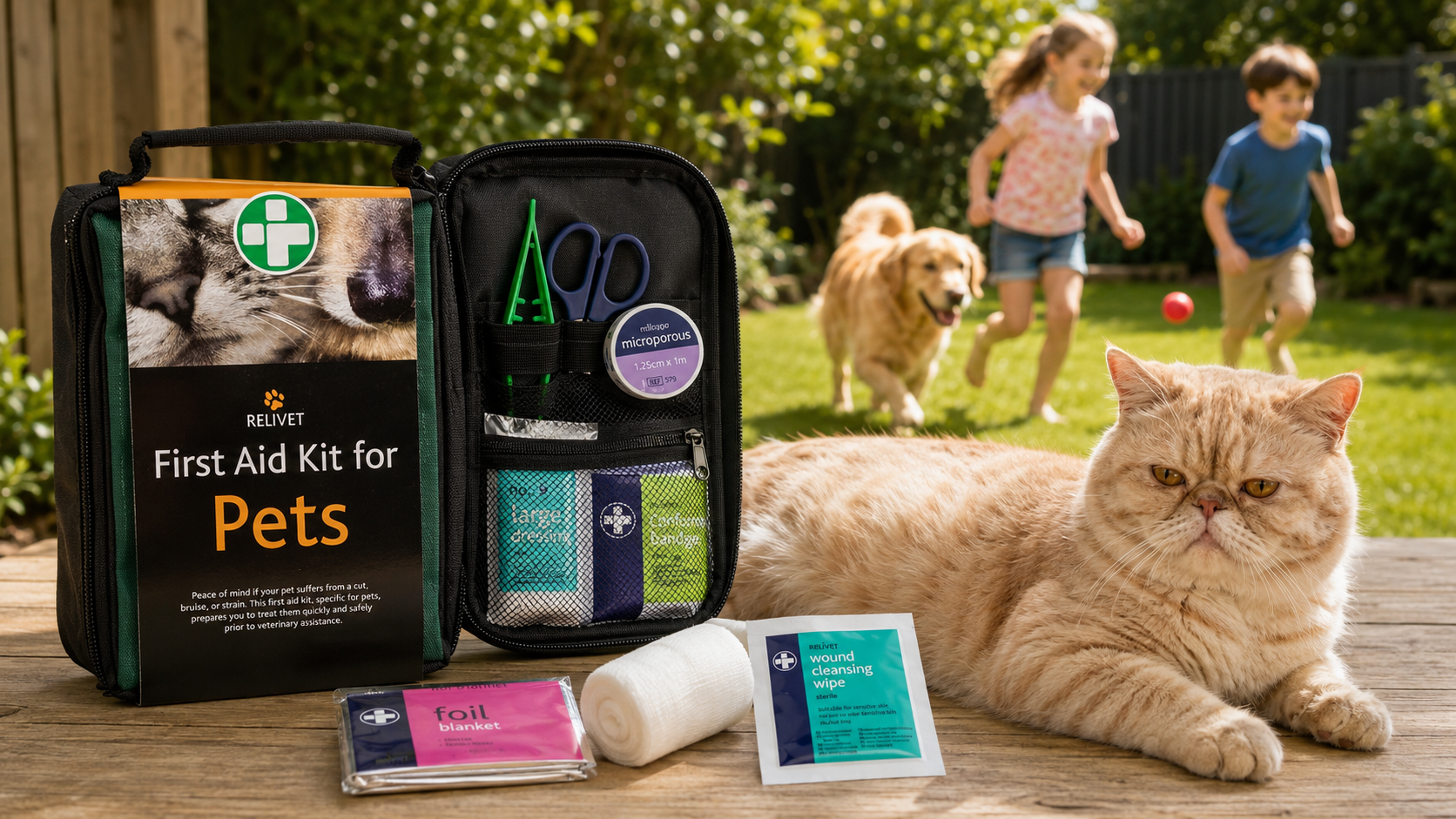 Reliance Medical Pet First Aid Kit Review Reliance Medical Pet First Aid Kit shown open on a timber surface